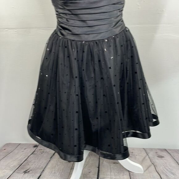 Jessica McClintock For Gunne Sax Black Strapless Netted Embellished Dress 3 - Picture 4 of 16